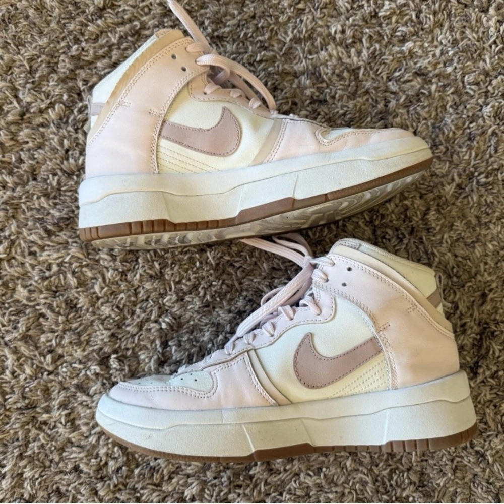 Womens Size 8 Nike Dunk High Up Pink White Sneakers